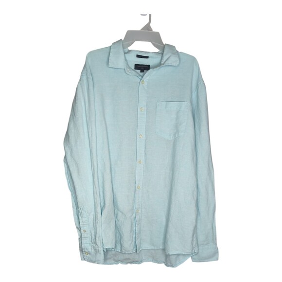 Banana Republic Other - Banana Republic Men's Size XL Blue Linen Long Sleeve Button Up Slim Fit Collared